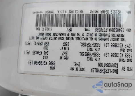 2001 Dodge Durango from USA, damaged, VIN 1B4HS28N41F572502